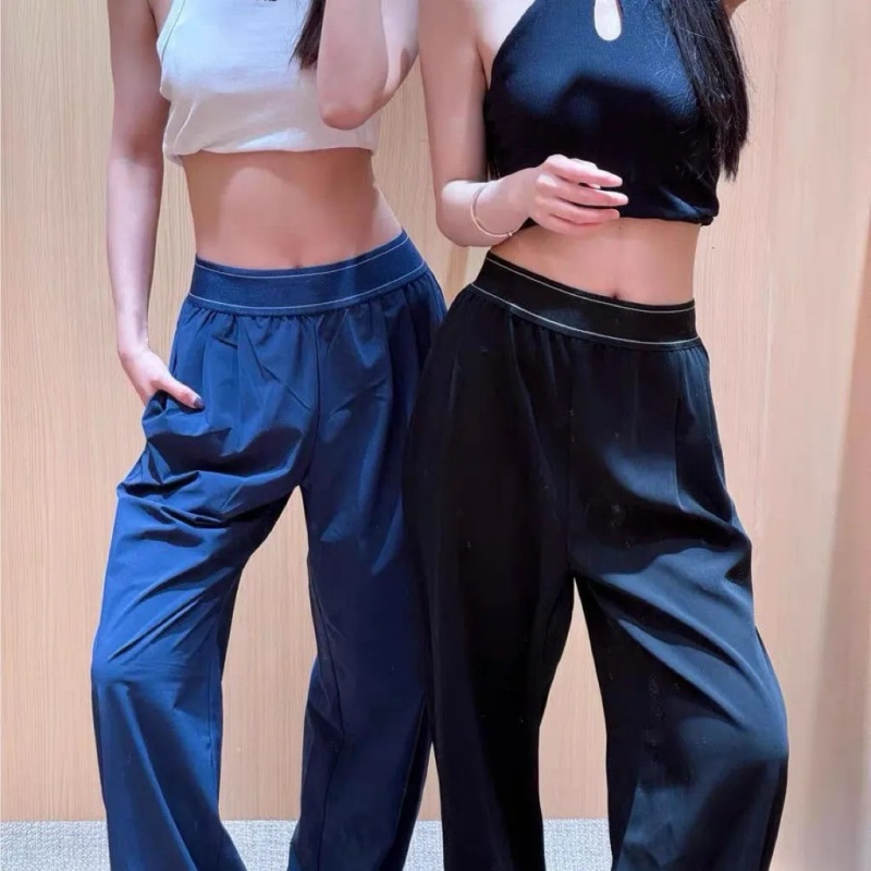 Women's Woven High Waisted Wide Leg New Sports Loose Casual Pants With A Slim And Lightweight Drape