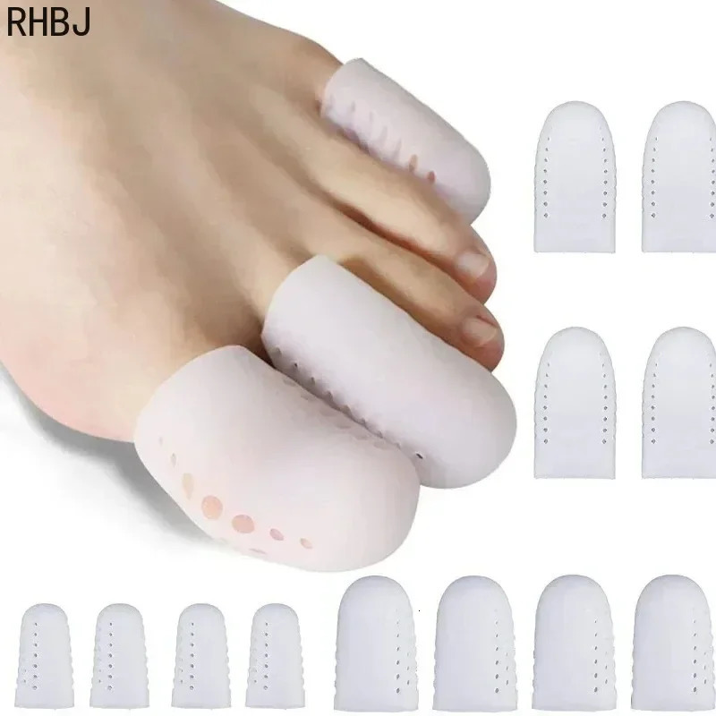 White Breathable Toe Protectors Sleeve Bunion Pads Cushion Big Toe Guards Silicone Toe Covers for Protection of Ingrown Toenails 250613
