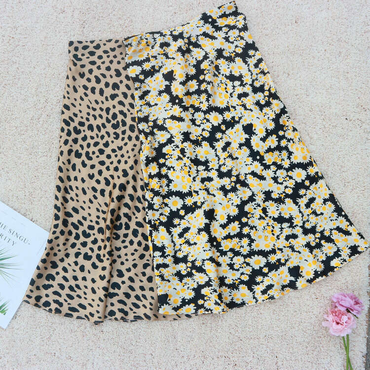 Floral Dress Vestidos De Noche White Dress Summer Dresses for Women 269#realisa Silk Sexy Leopard Print Midi Skirt 2025 Summer New French Style Womens