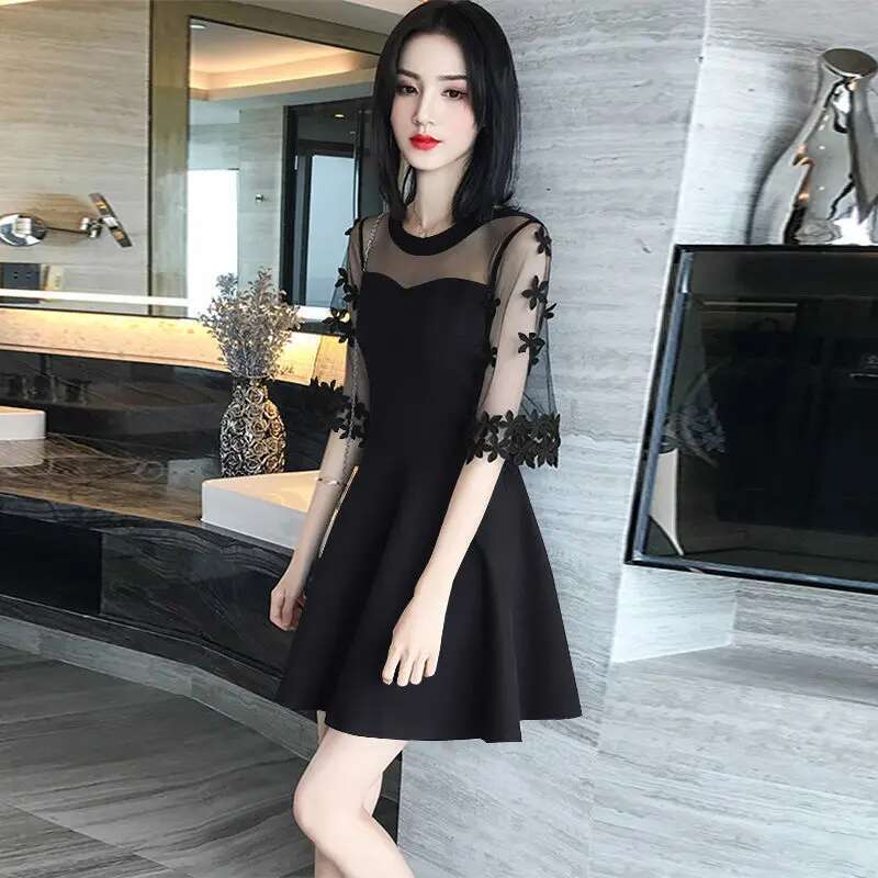 Womens Dress Mini Night Club Clothing Black Fancy Short Female Dresses 2025 Mesh Korean Style New In Xl Loose X Sale Promotion
