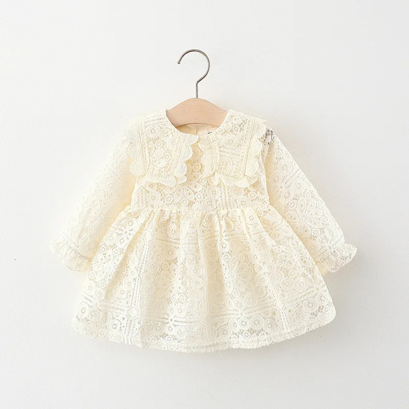 Spring Autumn Toddler Girl Clothes Korean Fashion Doll Collar Long Sleeve Lace Baby 1st Birthday Dresses Princess Dress BC050 250617