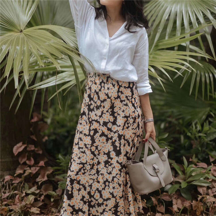 Floral Dress Vestidos De Noche White Dress Summer Dresses for Women 269#realisa Silk Sexy Leopard Print Midi Skirt 2025 Summer New French Style Womens