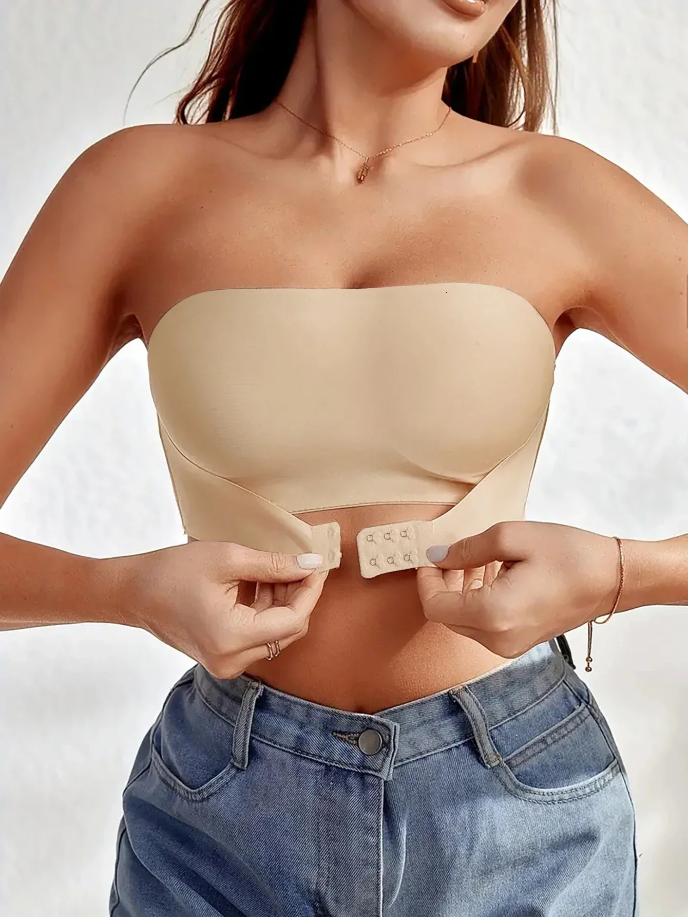 Womens Strapless No Padding Seamless Front Button Bra Comfortable Smooth Underwear 250617