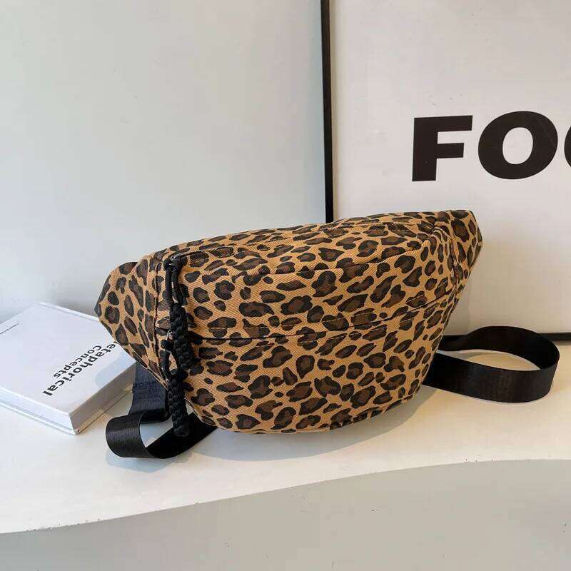 Fashion Leopard Prints Chest Bags for Women Canvas Large Capacity Shoulder Crossbody Bag Female Summer Waist Fanny Pack bag
