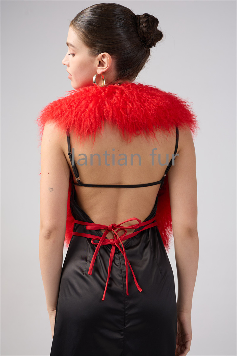 Short Style Mongolian Fur Halter Top Sexy Fuffy Tank Women Strap Waistcoat