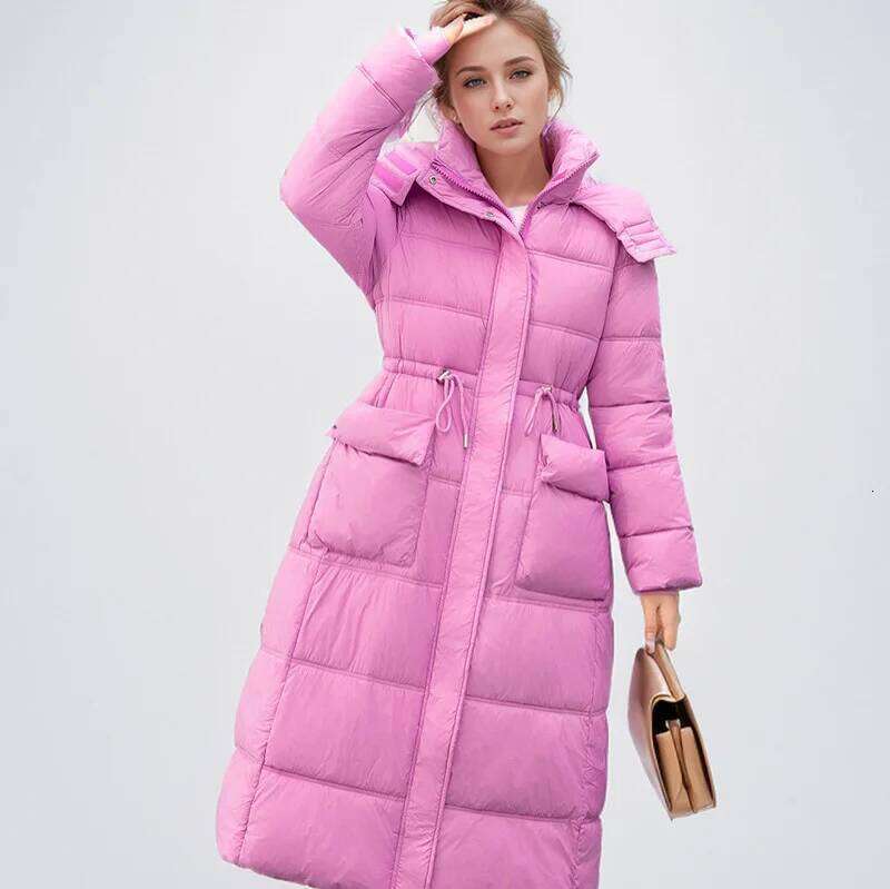 YJKDYK 2024 Padded Female Hooded 2 Pocket Thicken Warm Long Cotton Jacket Women's Pure Collor Parkas Coats