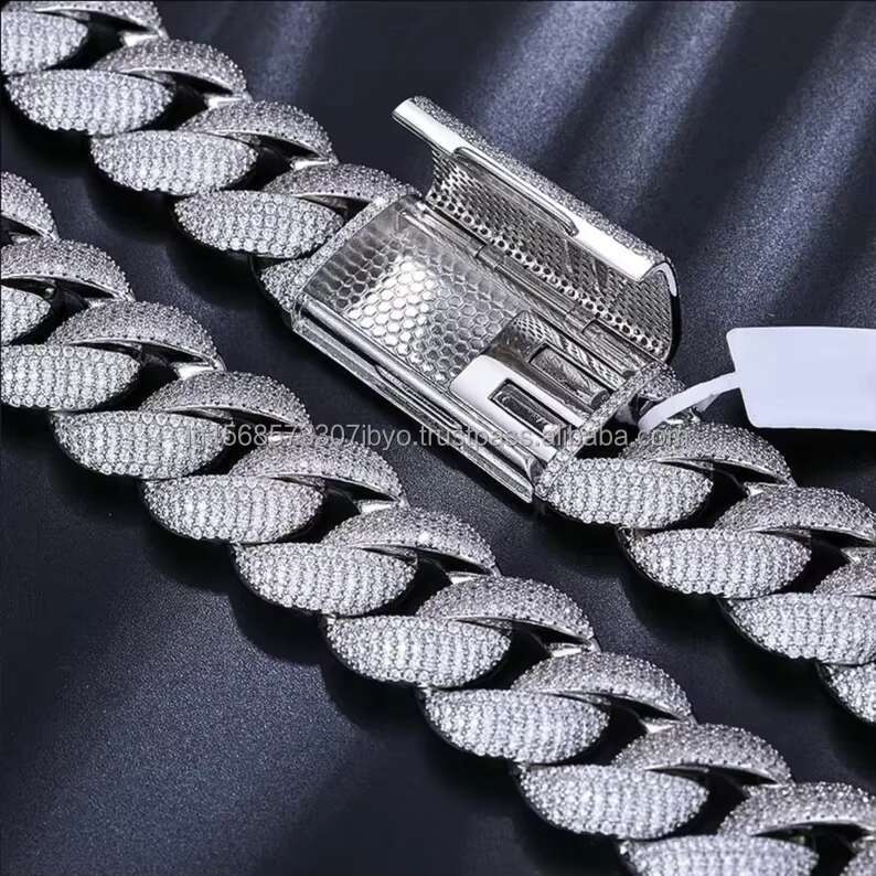 Miami Cuban Link Chain with Moissanite Diamond Customized Iced Out Necklace at Wholesale Rate Hot Selling Custom Design Jewelry