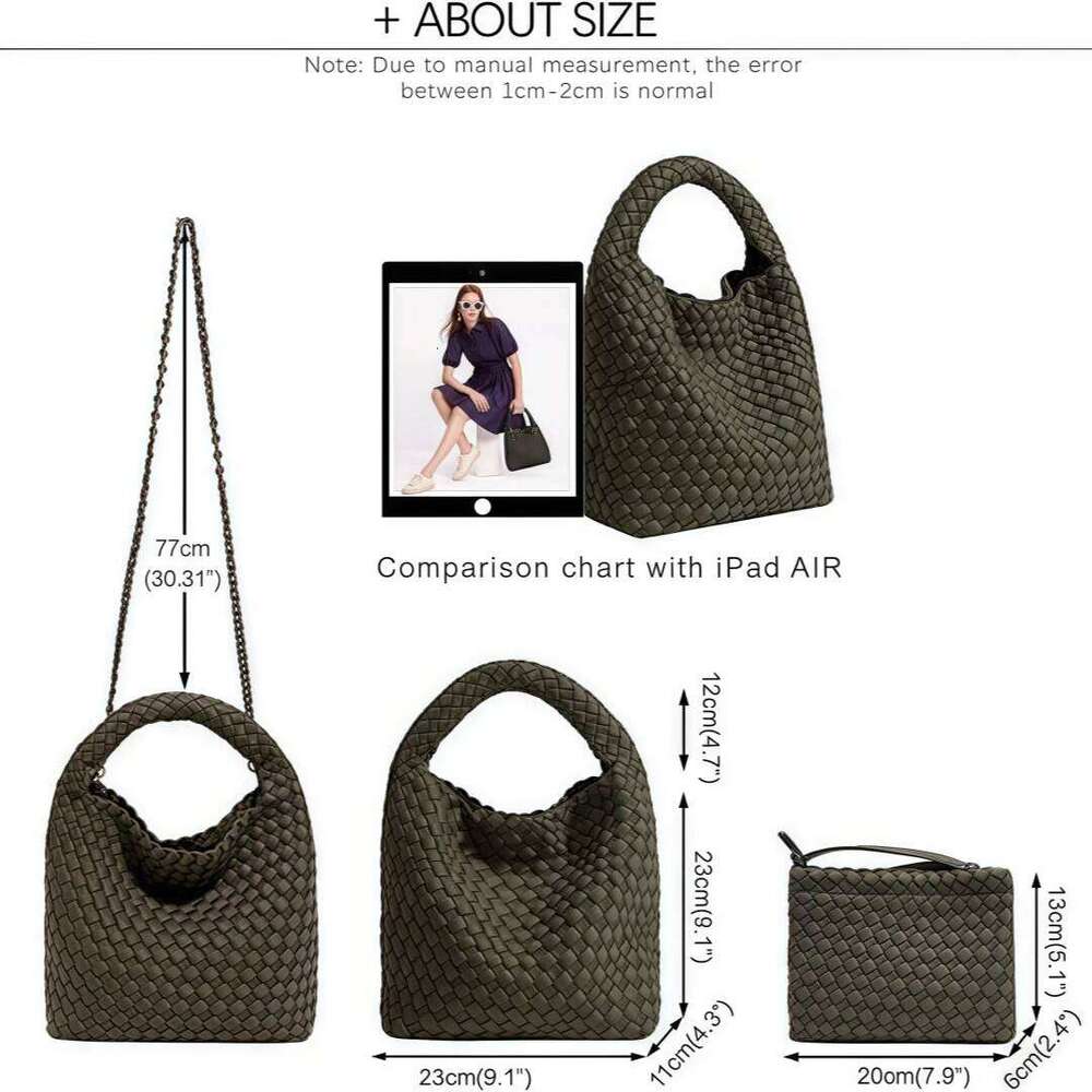 Neoprene Weave For Women Ladies Crossbody Handbag Trendy Shoulder And Bucket Bag, Top-Handle Tote Hobo Satchel With Purse