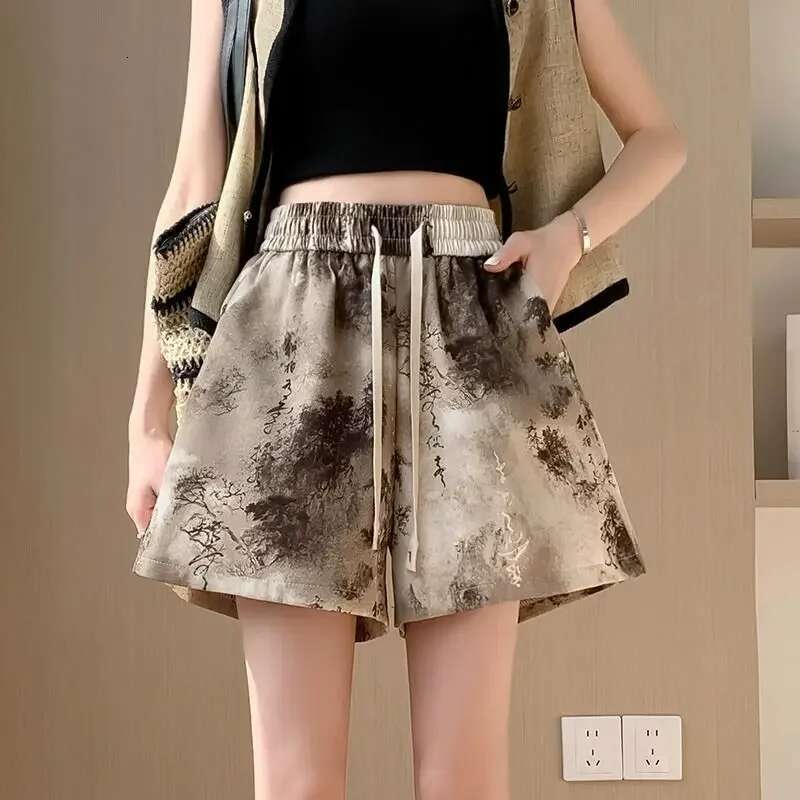 Shorts for Women Wide Breathable Tie Dye Thin Model Loose Baggy Micro Mini Wholesale Aesthetic Designer Comfy Woman Short Pants