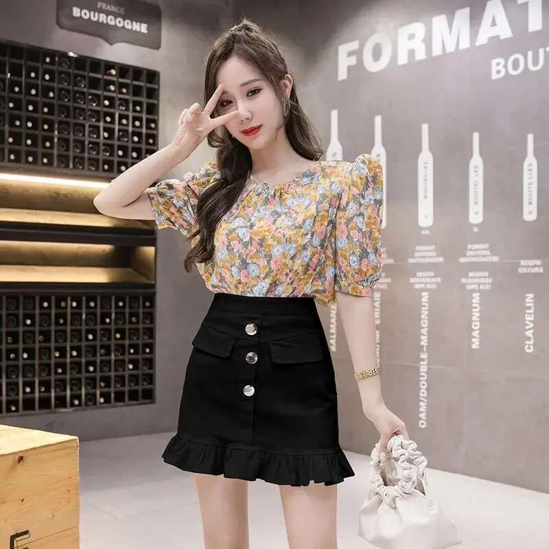 High Waist Woman Denim Skirt Ruffle Sexy Jeans Skirts for Women Vintage Chic and Elegant Clothing Trend 2025 Y2k Harajuku A Line