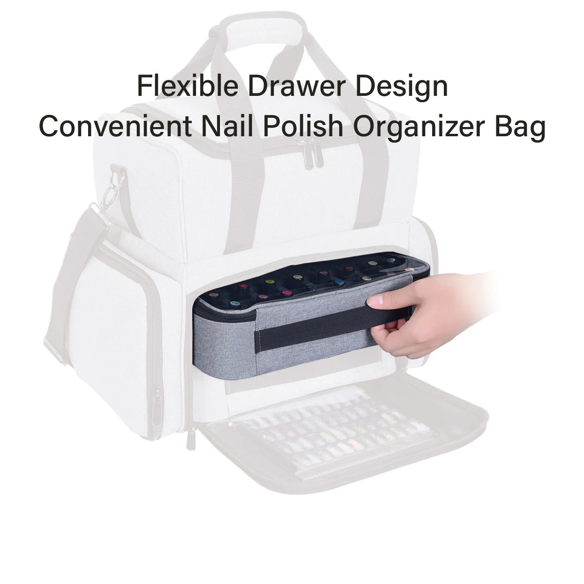 40 Bottles Nail Polish Storage Bag Multicolor Portable Handheld Large Cosmetic Holds up to 15 ml Drill 250614