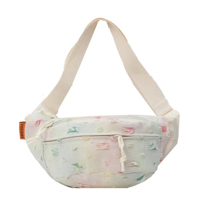 Japanese Fashion Ins Casual Color Large Capacity Denim Chest Bag Ladies Crossbody Bag Cross Body Bag Belt Bag 250614