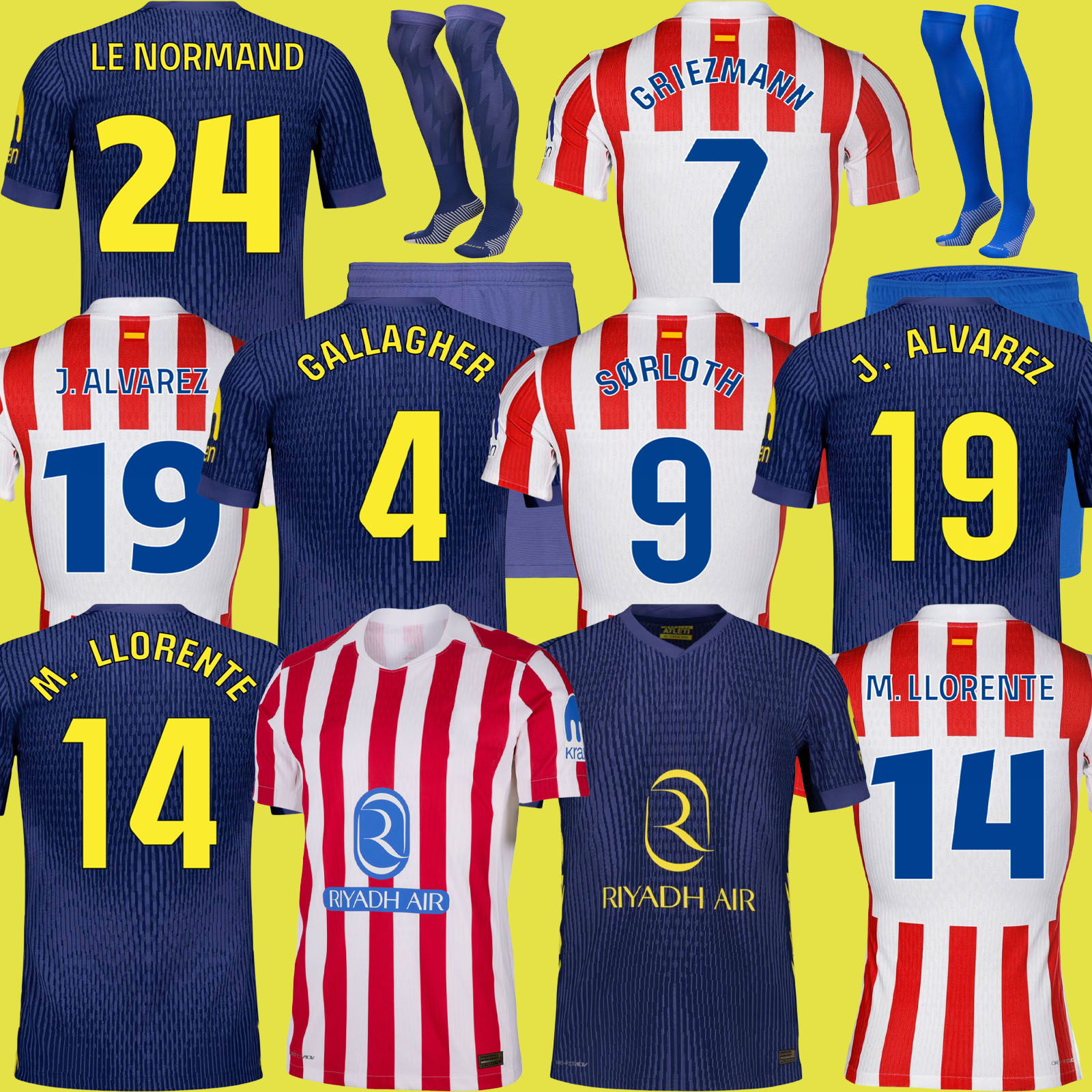Atletico Madrids soccer jerseys GRIEZMANN 2024 2025 120th anniversary 23 24 25 J.ALVAREZ M.LLORENTE KOKE SAUL Correa LEMAR football shirt men kids kit sets uniforms