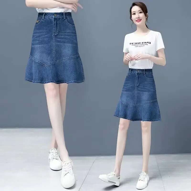 Blue High Waist Jeans Skirts for Women Zipper Cheap Summer 2025 Harajuku Korean Fashion Stylish Style New in Woman Denim Skirt