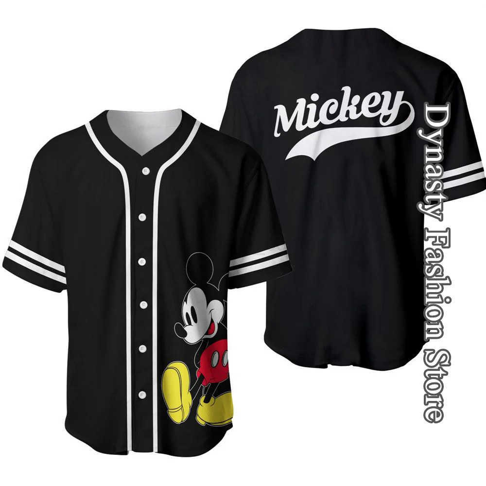 Disney Men Mickey Mouse Baseball Jersey Summer Disney Cartoon Baseball Uniform Shirt Male Fashion Tops Casual Clothing Harajuku Outfit W250617