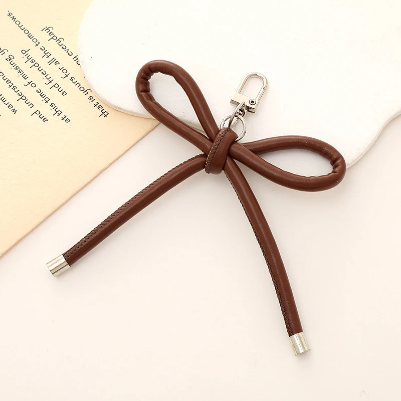 Korean Fashion Vintage Leather Bow Keychain Harajuku Charms Bag Pendant Mobile Phone Pendant Accessories Y2K Jewelry Keychain 250616
