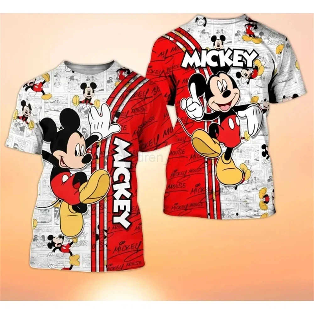 Disney Mens Minnie Mouse Pink Cross Comic Book Patterns Cartoon 3D Print T-Shirt Womens Casual Top Kids Adults Tshirt Clothing W250617