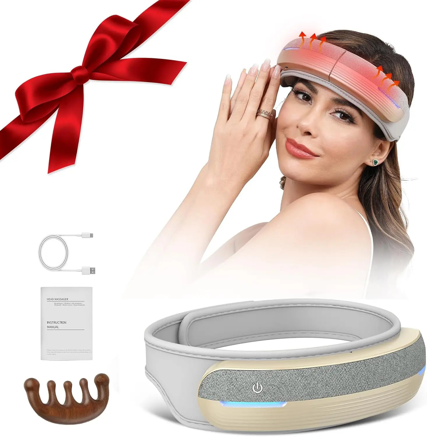 Portable Electric Head Massager with Heat Bluetooth 5 Modes for Deep Relaxation Stress Relief and Better Sleep 250605