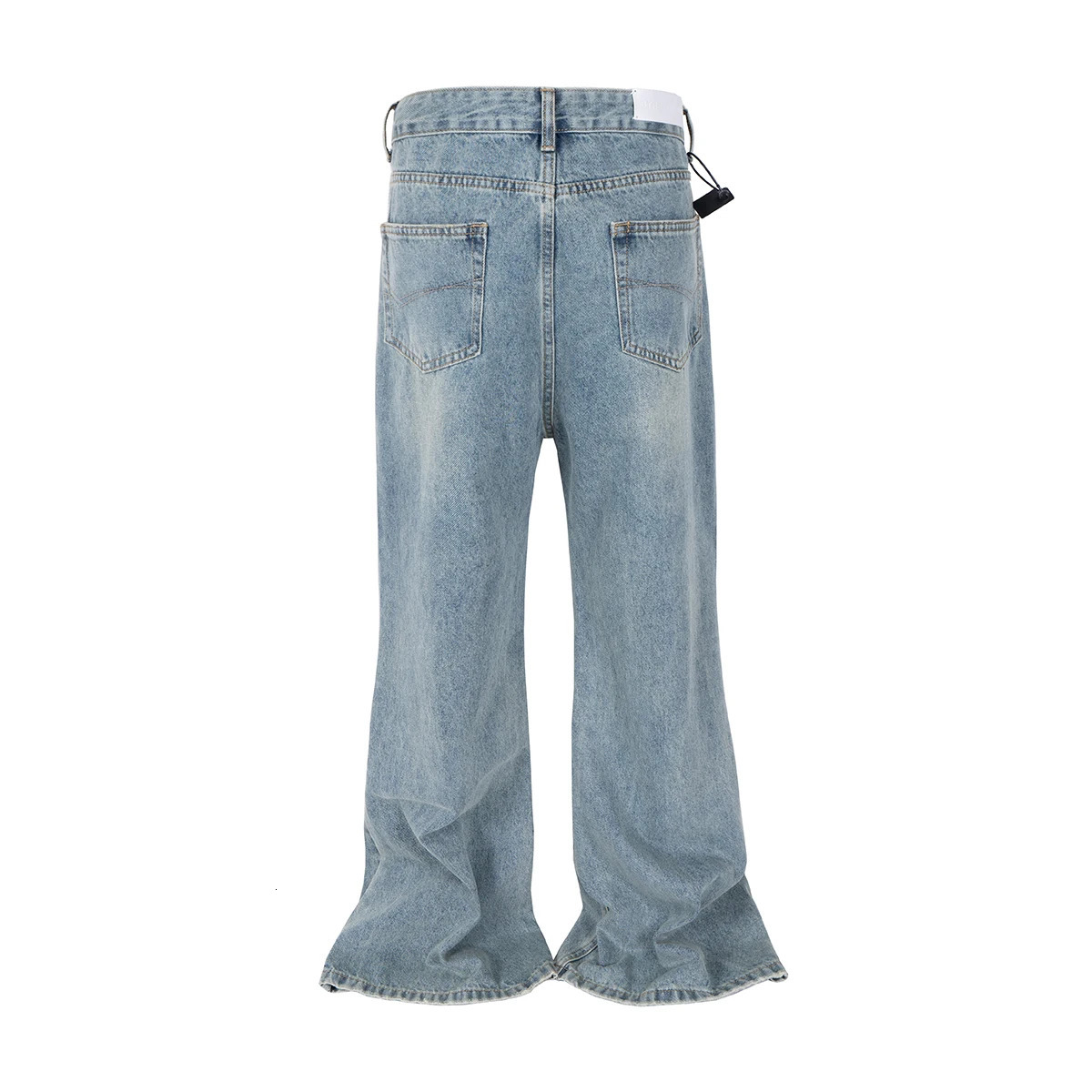 Harajuku Streetwear Washed Vintage Solid Jeans Mens Y2K Straight Baggy Flare Pants Unisex Oversized Casual Denim Trousers 250616