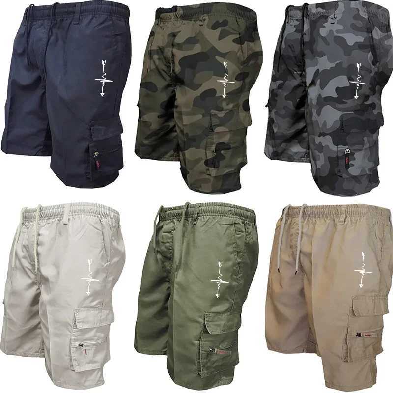Arrow Line Print Mens Cargo Shorts - Utility Pockets Anti-Roll Hem Adjustable Waistband for Daily Adventures Z250617