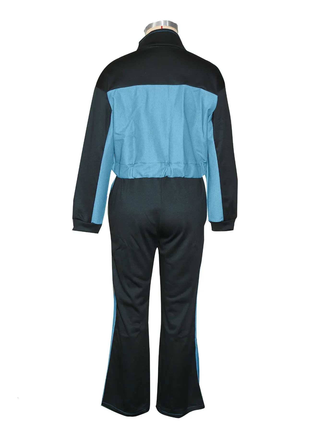 CM.YAYA Fashion Denim Patchwork Womens Set Sweatshirt Jacket and Wide Leg Pants Suit INS Two 2 Piece Sets Outfit Tracksuit 250614