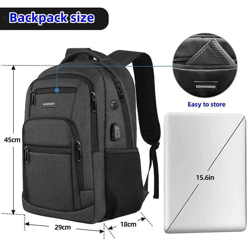 New Large Capacity Waterproof And Breathable Backpack 15.6-inch Computer Bag USB Reserved Port For Headphone Cable DOXUNGOO Z250617