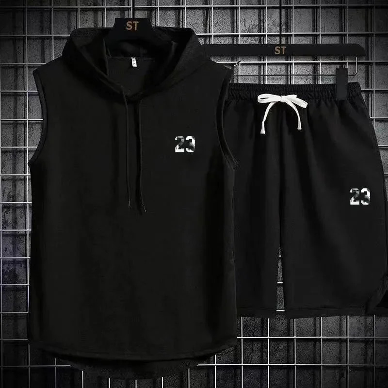 Summer Mens Two Piece Set Casual T-Shirt and Shorts Set Men Women Sports Suit Fashion Short Sleeve Tracksuit Hooded T-shirt 250617