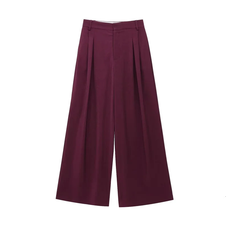 ETJ TRAF Womens Spring Casual suit set double front loose casual jacket high waist pleated trousers 250612