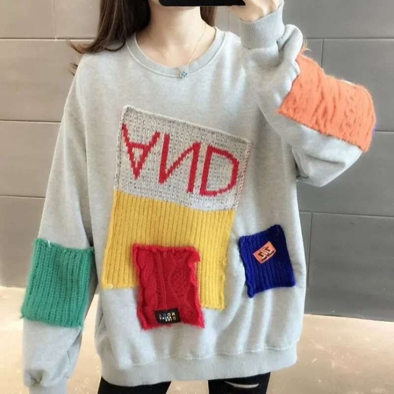 New In Baggy Round Neck Womens Sweatshirts Loose Female Top High Quality M Designer E Cotton 2025 Trend Coat 2000s Pullovers