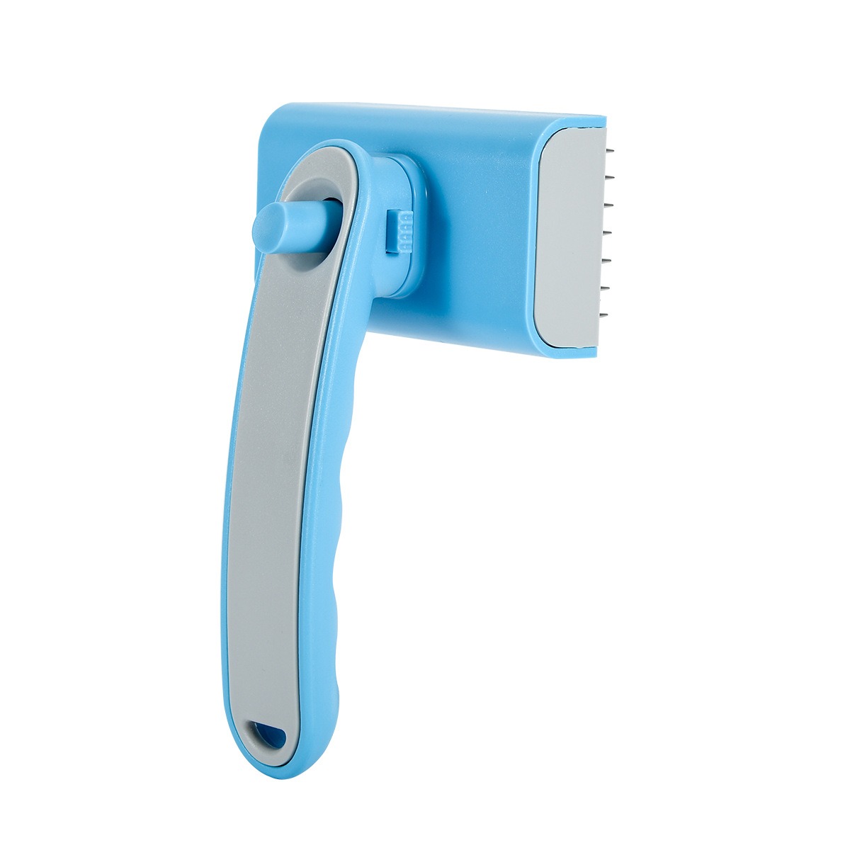 Self-Cleaning Pet Slicker Brush for Shedding & Dematting - One-Touch Hair Release, Blue Gray