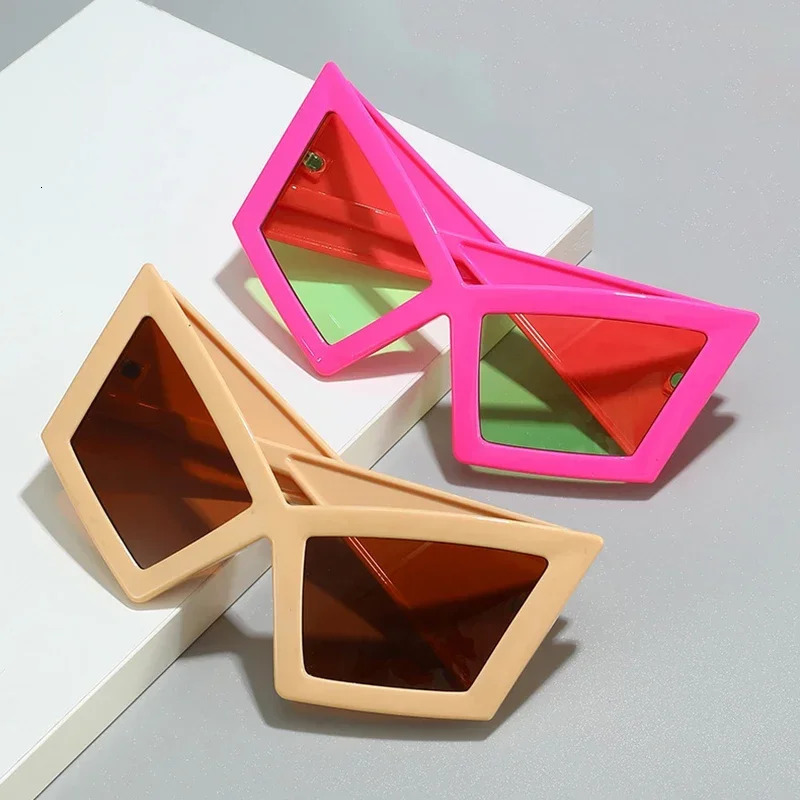 JNPCXI Fashion Oversized Cat Eye Sunglasses Women Red Shades UV400 Retro Gradient Men Wide Legs Sun Glasses 250616