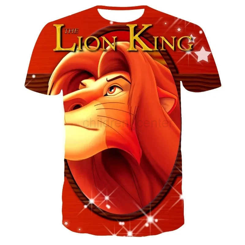 Disney 2024 Summer Disney The Lion King Simba 3D Print T-Shirt Kids Short Sleeve T-Shirts Casual Boys Girls Tops Men Women Clothing W250617