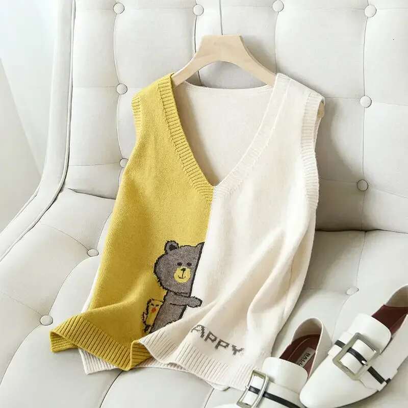 Sleeveless Waistcoat Vintage Pullover for The Trip New Knitwear Female Sweater Clothing Sales Korean Style Womens Knitted Vest
