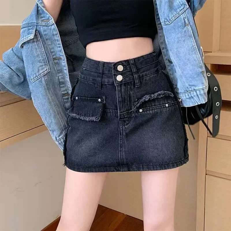Short Woman Denim Skirt High Waist Pants Tight Wrap Chorts Streetwear Luxury Elegant V Y2k Vintage Cheap Jeans Skirts for Women