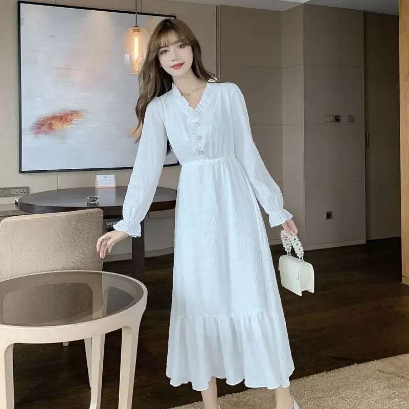 Clothing Holiday Female Dresses 2025 Beach Womens Dress Midi Long Sleeve X New Features of Cotton Summer Luxury Loose Trendy Xl