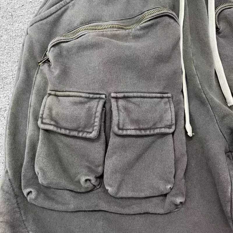 New Shorts Heavyweight Make Old Multiple Pockets Zipper Loose Casual Trend Men Woman Oversized Work Pants Breeches Z250617