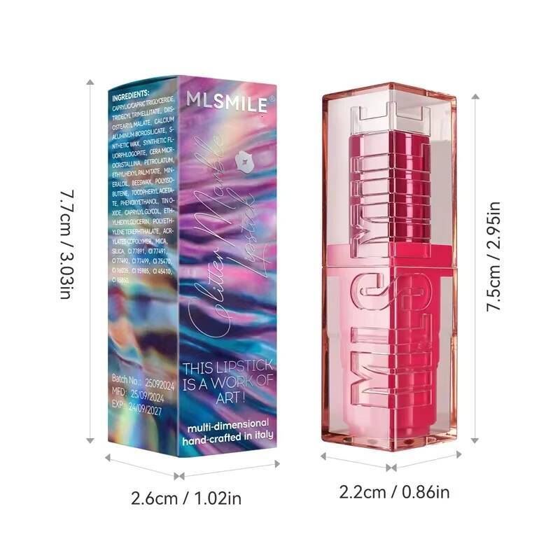 Pearlescent Glitter Lipstick Fine Shimmer Shiny Blam Waterproof Long Lasting Moisturizing Lip Tint Pink Sexy Lips Makeup happy