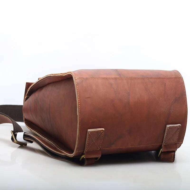 Zency Genuine Leather Backpack Vintage First Layer Travel Satchel Knapsack Anti Theft Large Bag Unisex Book Bags