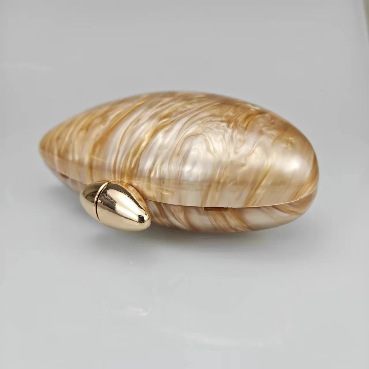 Acrylic Egg Shape Cutch Bag Women Designer Evening Party Cute Pearl Shell Purse Rose Red Metal Clasp Shoulder Messenger 250614