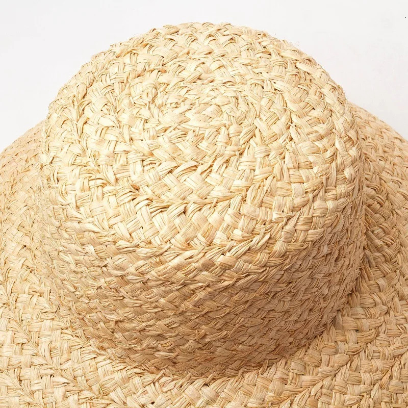 Hand-knitted Sun Hats Raffia Retro Summer Travel Sunscreen Beach Vacation Straw Hat with Lacing for Children Adult Holidays 250616