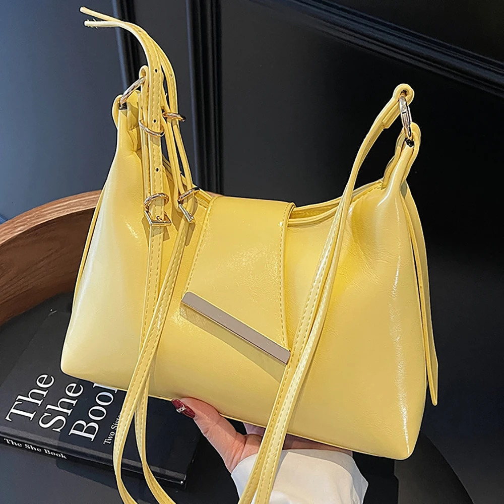 Women Summer Glossy PU Delicate Crossbody Bag High Grade Buckle Zipper One Shoulder Bags Versatile Commute Underarm Packs 250614