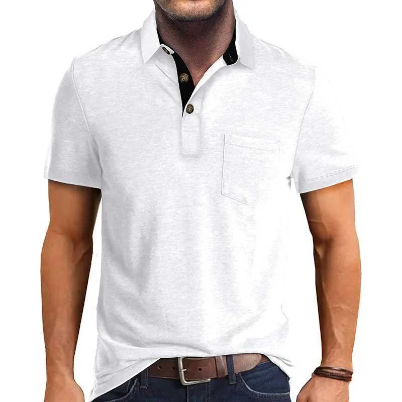 Mens Polo Shirts Summer American Vintage Waffle Knit Henry Collar T-Shirt Fashion Short-Sleeved Loose Casual Top POLO Shirt XJ250617