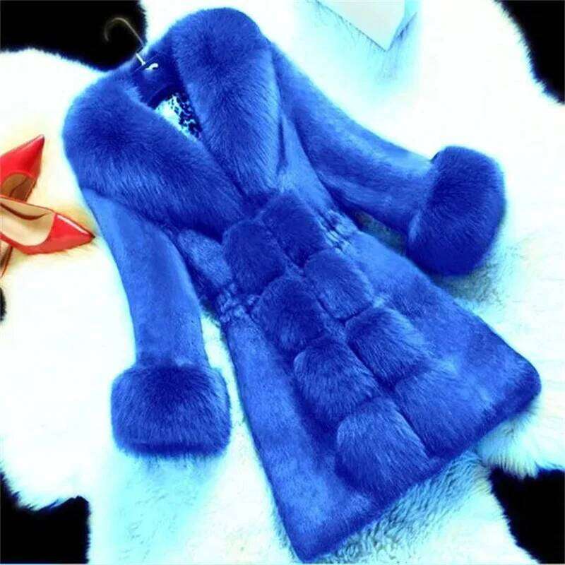 Women's Coat Medium Length Imitation Mink Rabbit Integrated Fashion Warm Jacket Middle aged Female Fur Jackets 5XL