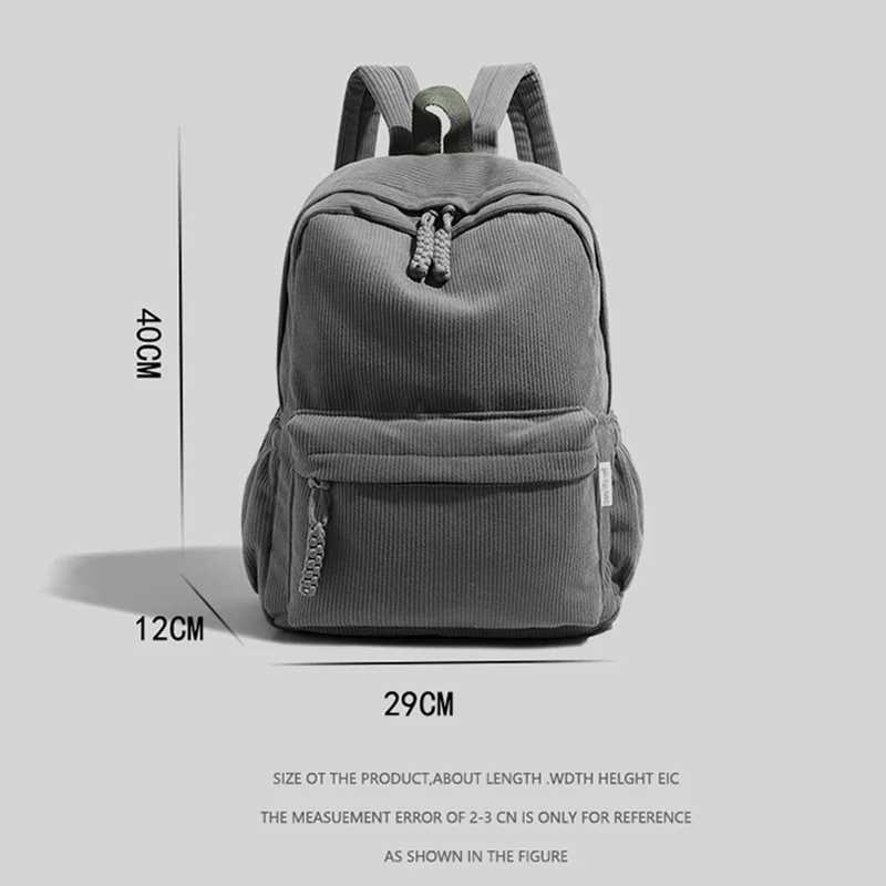 Fashion corduroy backpacklarge capacity school bag with adjustable shoulder straps suitable for schooltravel daily commuting Z250617