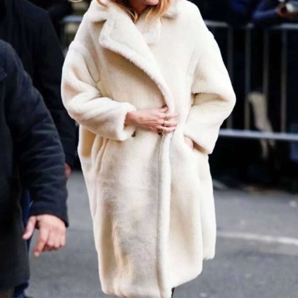 11 Candy colors Winter Lapel Hairy Shaggy Faux Fur Long Teddy Coat Woman Shearling Fluffy X-Long Jacket Keep Warm Outerwear
