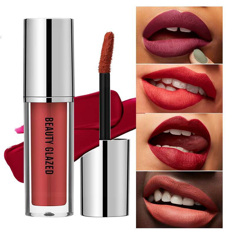 BEAUTY GLAZED 24H Long Lasting Liquid Waterproof Lipstick Gloss Makeup Matte Lip Tint Maquiagem Make Up happy
