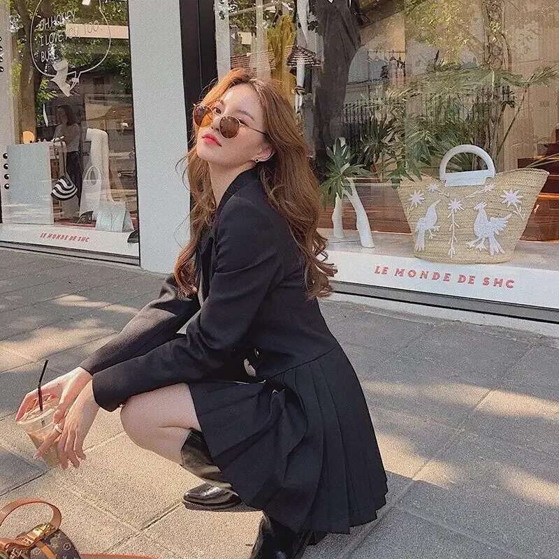 Womens Dress Harajuku Formal Occasion Female Dresses 2025 Long Sleeve Blazer Clothing Aesthetic Luxury Promotion Retro Fashion