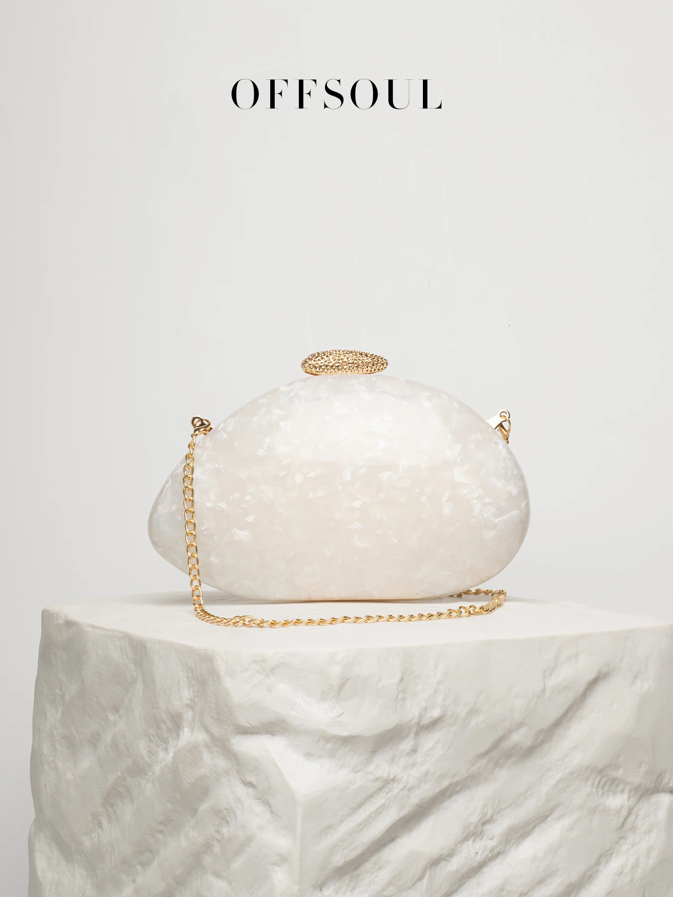 European and American Shoulder Crossbody Bag Marble Pattern SpecialShaped Shell Acrylic Fashion Wedding Dinner Clutch Bag 250614
