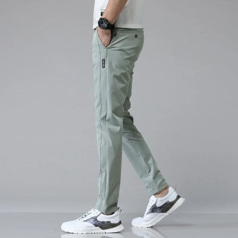 Spring Summer Ultra-thin Mens Stretch Slim Straight Casual Pants High Quality Fashion Breathable Golf Sports Trousers 250614