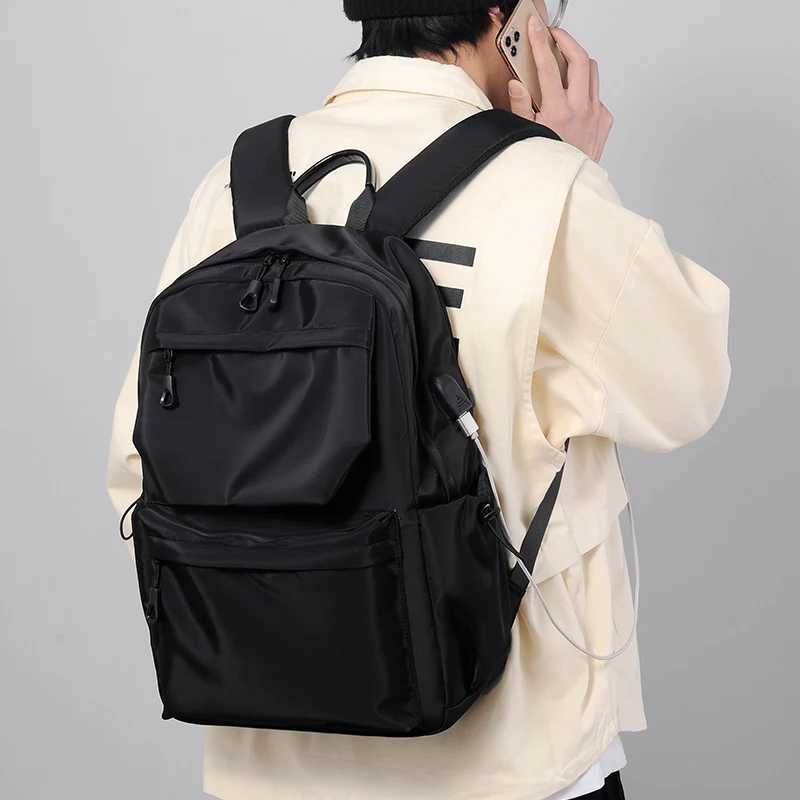 Mens Fashionable Large Capacity Simple Casual Business Backpack Durable Oxford Neutral Style Lightweight Travel Backpack Z250617